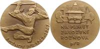 Tschechoslowakei Große Bronzemedaille von Vasut und Hartinger, 700 Jahre Stadt Roznov / Rosenau -