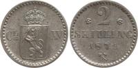 Norwegen 2 Skilling Carl XV., 1859 - 1872, Rosetten neben Jz. -