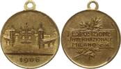 Italien, Mailand, Stadt Tragbare kleine vergoldete Bronzemedaille Signatur S.J., Esposizione Internazionale, Stadtansicht -