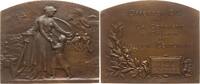 Frankreich, 3. Republik, Stadt Paris Bronzeplakette 100 Jahre Compagnie d'Assurances Generales, Blitze über stürmischer See -