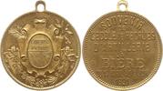 Schweiz - Waadt Tragbare Messingmedaille Souvenir de l'école des recrutes d'Artillerie à Bière -