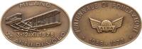 Italien - Mailand Ovale Bronzemedaille 75 Jahre Luftfahrt in Italien und 20 Jahre A.I.D.A., Doppeldeckerflugzeug -