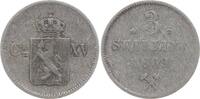 Norwegen 3 Skilling Carl XV., 1859 - 1872, Rosetten neben Jz. -