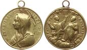 Wallfahrt Tragbare vergoldete Bronzemedaille wohl von Hamerani, Rom, Brb. Maria n.r. / Aloysius Gonzaga u. Stanislaus Kostka -