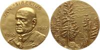 Berühmte Personen - Musiker und Komponisten Vergoldete Bronzemedaille v. Calico, a.d. 10. Todestag des finnischen Komponisten Jan Sibelius, 1865-1957 -