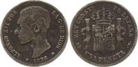 Spanien, Königreich 1 Peseta Alfonso XII., 1874 - 1885 -