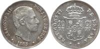 Philippinen 10 Centavos de Peso Alfonso XII. von Spanien, 1874 - 1885, Manila -