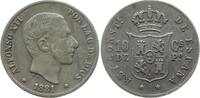 Philippinen 10 Centavos de Peso Alfonso XII. von Spanien, 1874 - 1885, Manila -
