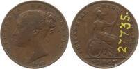 Großbritannien Farthing (1/4 Penny) Victoria, 1837 - 1901, aus alter Sammlung mit Tuscheziffer über Zaponlackfleck -