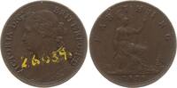 Großbritannien Farthing (1/4 Penny) Victoria, 1837 - 1901, aus alter Sammlung mit Tuscheziffer über Zaponlackfleck -