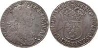 Frankreich, Königreich 1/2 Ecu au buste juvénile Ludwig XIV., 1643 - 1715, Nantes, Var. deux hermines a l'av. -