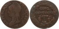 Frankreich 5 Centimes Paris, Jahreszahl im Stempel umgeschnitten -
