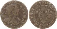 Double Tournois 1639 Frankreich, Königreich Ludwig XIII., 1610 - 1643, Axe Loire-Rhône, Mzz.: . croissant . . Schön, min. dezentriert