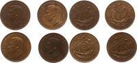 Großbritannien 1/2 Penny komplette Serie 4 Stück George VI., 1936 - 1952 -