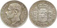 Spanien, Königreich Alfonso XII., 1874 - 1885 50 Centimos 1880 Vorzüglich, min. Kr.