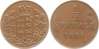 Württemberg, Königreich Wilhelm I., 1816 - 1864 Cu 1/2 Kreuzer 1851 Gutes sehr schön, min. RF