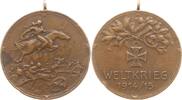 Deutschland, Kaiserreich Tragbare Bronzemedaille v. B.H. Mayer, Pforzheim, Weltkrieg 1914/15, Kriegsfurie über Schlachtfeld -