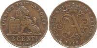 Belgien, Königreich Albert I., 1909 - 1934 2 Centimes 1912 Sehr schön, min. RF