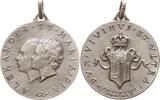 Casa Savoia, Haus Savoyen Tragbare versilberte Bronzemedaille Umberto II., 1946 - 1983, v. Paulus, Hochzeit Maria mit Alexander v. Jugoslawien -