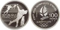 Frankreich, 5. Republik 100 Francs Olympische Winterspiele in Albertville 1992, Eisschnelllauf. -