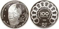 Frankreich, 5. Republik 100 Francs - 15 Ecus Jean Monnet, Prägung der Pariser Münze in Silber (900) -