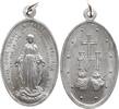 Deutschland Hochovale tragbare Aluminiummedaille Wallfahrt, Marianische Congregation, 2 Herzen/Maria, 29 mm x 19,5 mm -