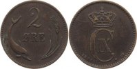Dänemark Cu 2 Öre 1 1881 CS Christian IX. 1863-1906. VF