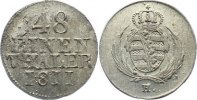 Sachsen-Albertinische Linie 1/48 Taler 1811 H Friedrich August I. 1806-1827. Avers von rauhem Stempel, CH UNC