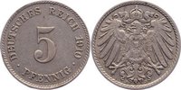 Kleinmünzen 5 Pfennig 1910 J VF+