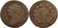 Frankreich Cu 12 Deniers Ludwig XVI. 1774-1793. -