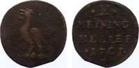 Sachsen-Meiningen Cu Heller 1701 Bernhard 1680-1706. VF-/VF