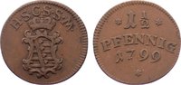 Sachsen-Coburg-Saalfeld Cu 1 1/2 Pfennig Ernst Friedrich 1764-1800. -
