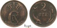 Dänemark Cu 2 Öre 1 1892 CS Christian IX. 1863-1906. Anhaftungen, VF-