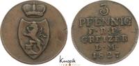 Reuss, älterer Linie zu Obergreiz Cu 3 Pfennig 1827 Heinrich XIX. 1817-1836. VF