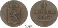 Reuss, jüngerer Linie zu Schleiz Cu 1/2 Pfennig 1841 A Heinrich LXII. 1818-1854. VF