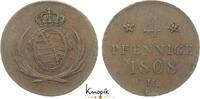 Sachsen-Albertinische Linie Cu 4 Pfennig Friedrich August I. 1806-1827. -