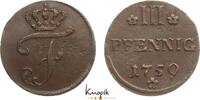 Mecklenburg-Schwerin Cu 3 Pfennig Friedrich 1756-1785. -
