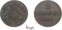 Cu 2 Pfennig 1839 Sachsen-Meiningen Bernhard Erich Freund 1803-1866. sehr schön