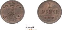 Finnland Cu Penni 1883 Alexander III. von Rußland 1881-1894. kl. Stempelfehler, AU