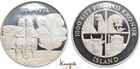 Island 1000 Kronen 1974 Proof, lose, leicht berührt
