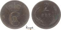 2 Öre 1 1887  CS Dänemark Christian IX. 1863-1906. selten, schön