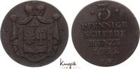 Waldeck Cu 3 Pfennig 1825 FW Georg Heinrich 1813-1845. VF