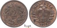 Schweiz-Eidgenossenschaft 2 Rappen 1928 B leicht fleckig, vorz&uuml;glich 30,00 EUR  Excl. 8,00 EUR Verzending