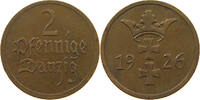 DANZIG 2 PFENNIG 1926 SS- 9,00 EUR  plus 5,99 EUR verzending