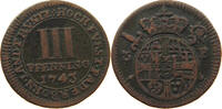 MÜNSTER BISTUM 3 PFENNIG Clemens August Herzog von Bayern 1719-1761 -