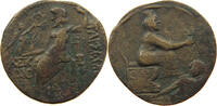 Kilikien AE 26 Tarsos, Tyche setaed right on the throne, rivergod kydnos / Zeus seated left -