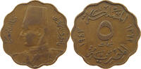 EGYPT 5 MILLIEMES Farouk I. 1936-1952 -