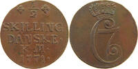 DENMARK 1/2 SKILLING Christian VII. (1766-1808) -