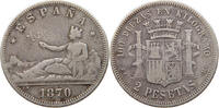 2 PESETAS 1870 SPAIN Provisional Government S