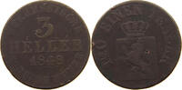 HESSEN KASSEL 3 HELLER Friedrich Wilhelm I. 1847-1866 -